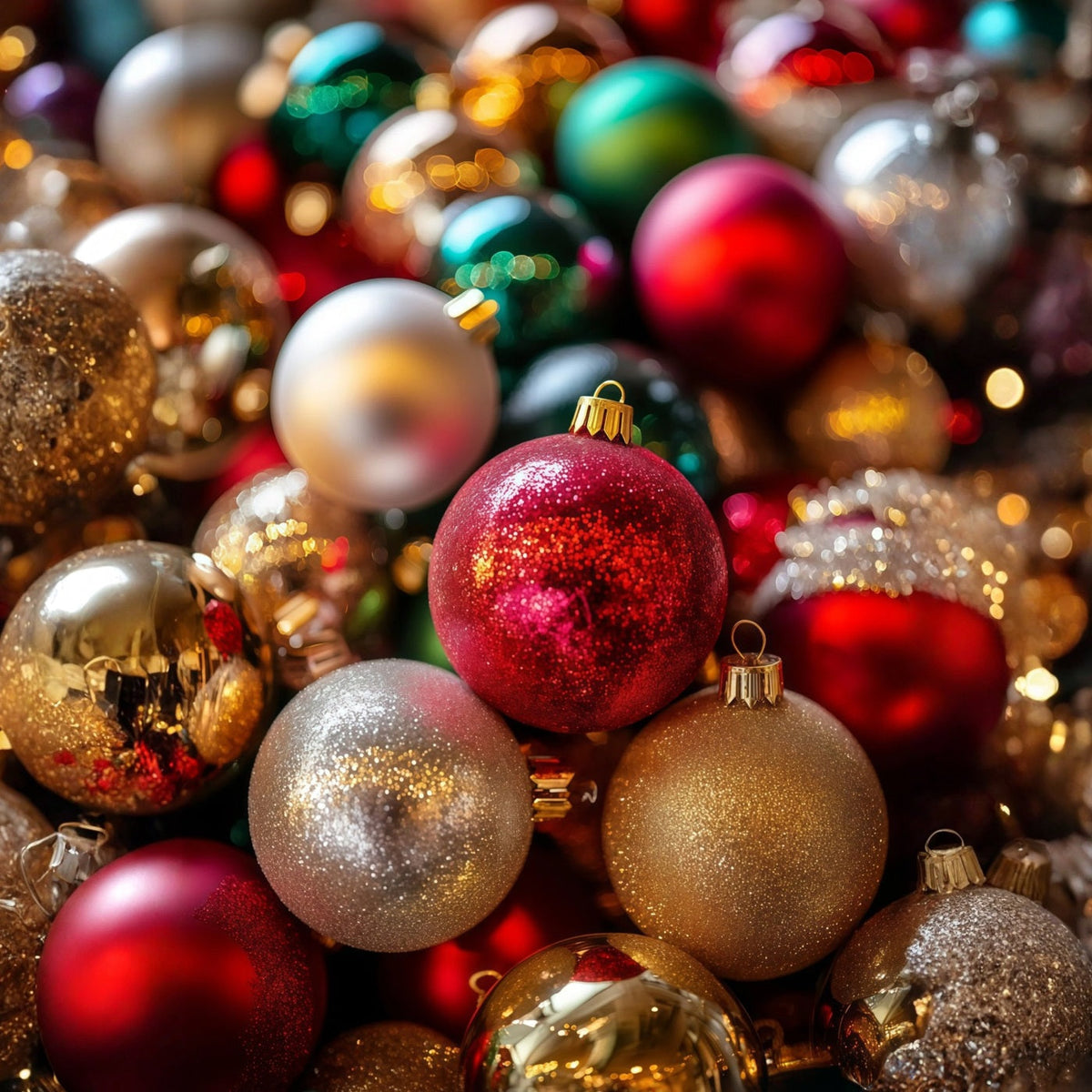 Christmas Balls Backdrop Colorful Bauble Closeup Texture Christmas Studio Backdrops UK RR69-22