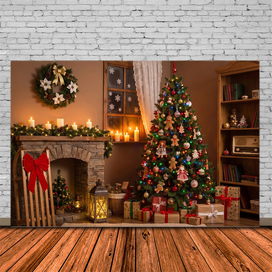 Christmas Night Backdrop Cozy Fireplace Doll Decor Christmas Photography Backdrops UK RR69-42