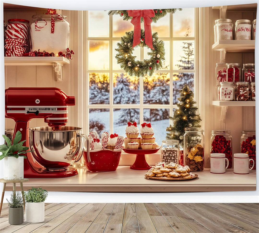 Christmas Bakery Backdrop Candy Kitchen Baking Corner Backdrops Christmas UK RR69-48