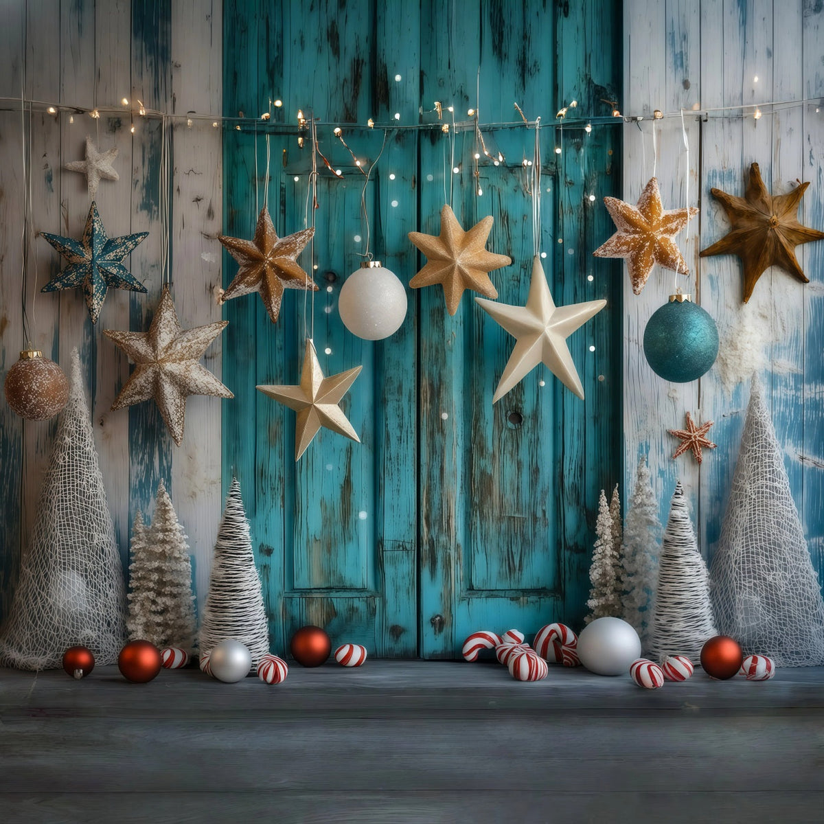 Christmas Wood Backdrop Coastal Star Ornament Decor Christmas Studio Backdrop UK RR69-53