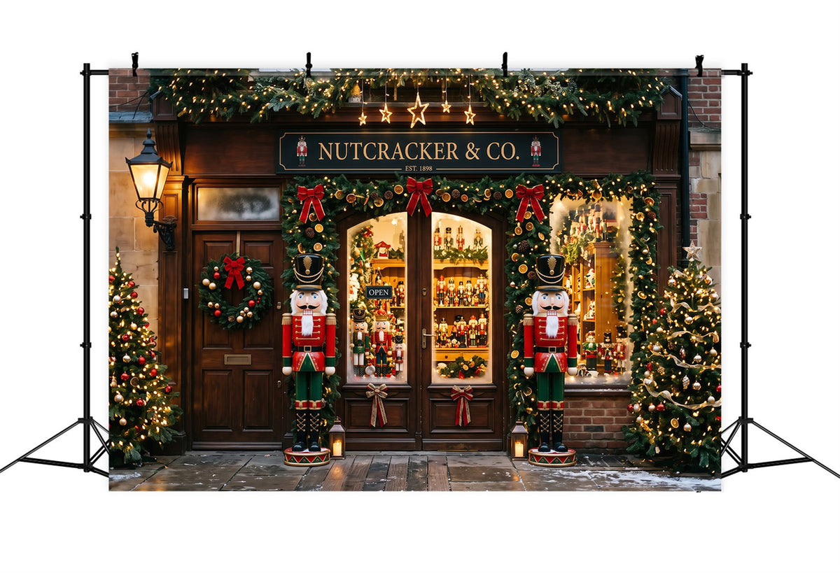 Christmas Store Backdrop Nutcracker Toy Shopfront Wall Christmas Backdrop UK RR69-82