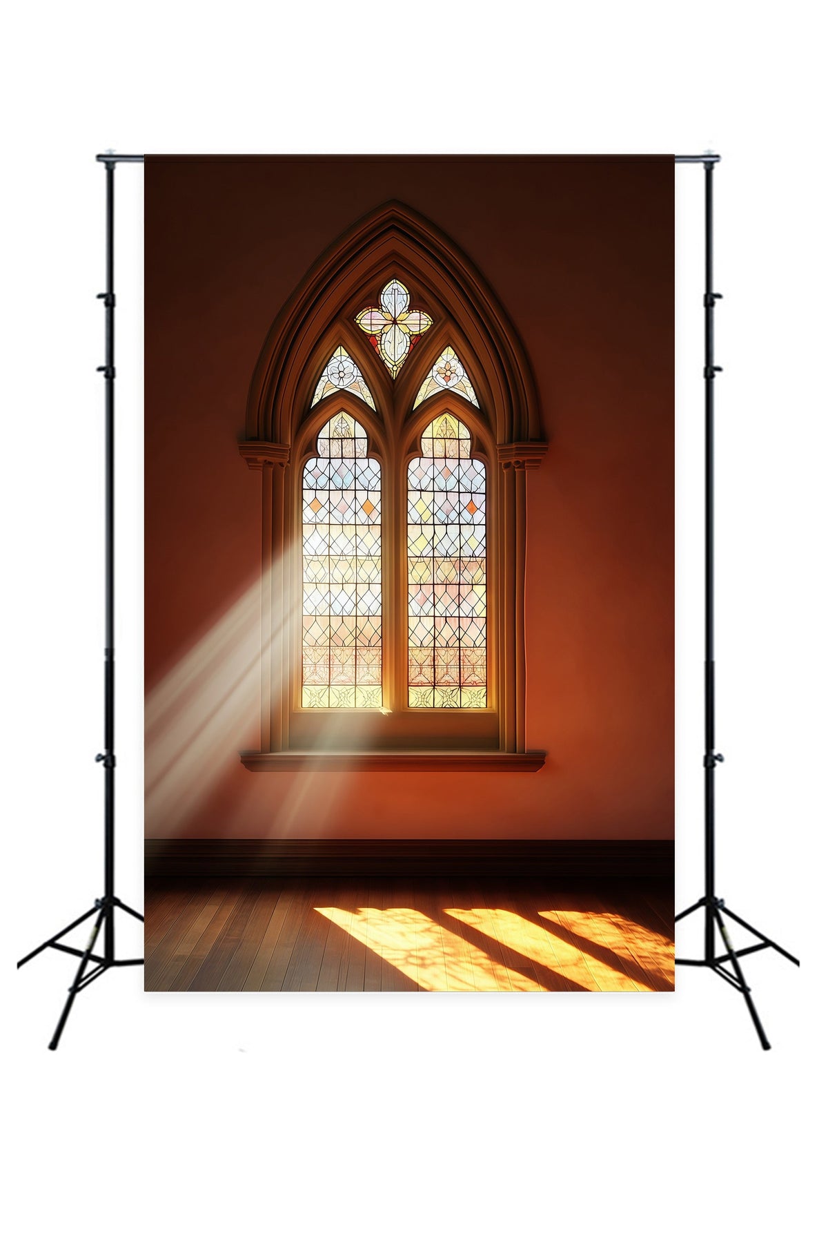 Church Christmas Backdrop Gothic Stained Glass Window Photography Christmas Backdrops UK RR69-9