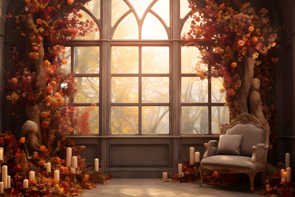 Autumn Window Afterglow Photography Backdrop UK RR7-177