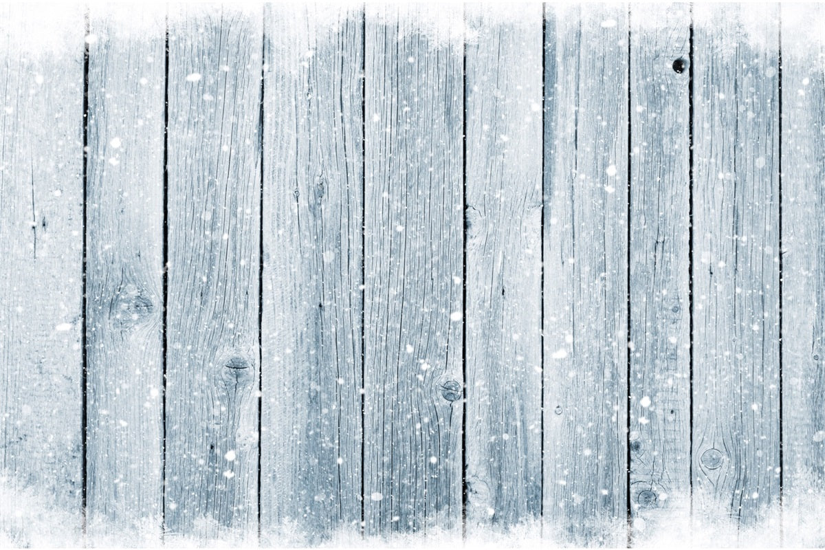 Snow Nostalgia Plank Fabric Floor Backdrop UK RR7-549