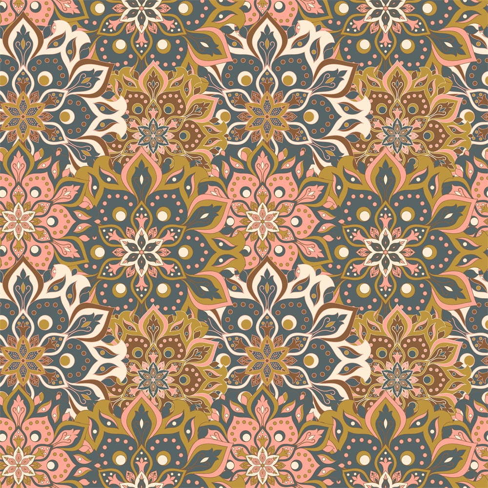 Intricate Geometric Floral Pattern Floor Backdrop UK RR8-304