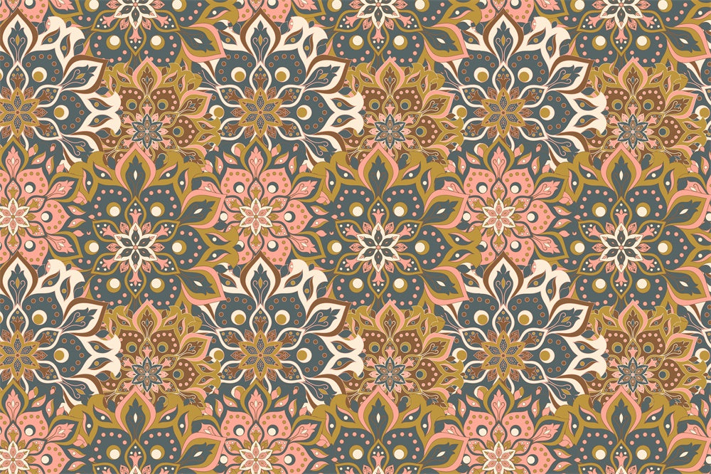 Intricate Geometric Floral Pattern Floor Backdrop UK RR8-304