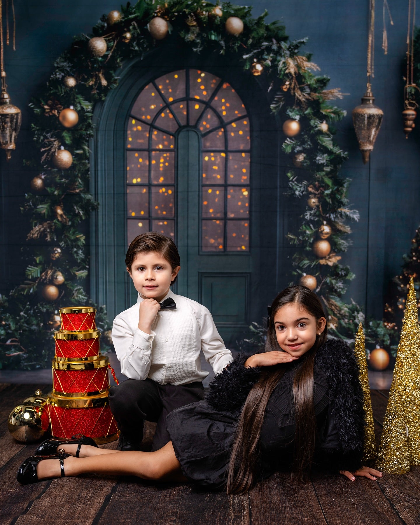 Christmas Tree Green Wall Door Backdrop UK RR8-345