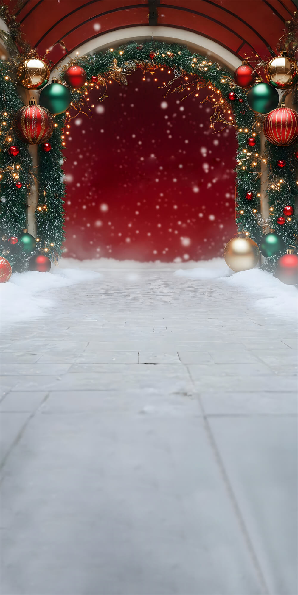 Christmas Snow Floor Sweep Red Wall Decors Backdrop UK RR8-367