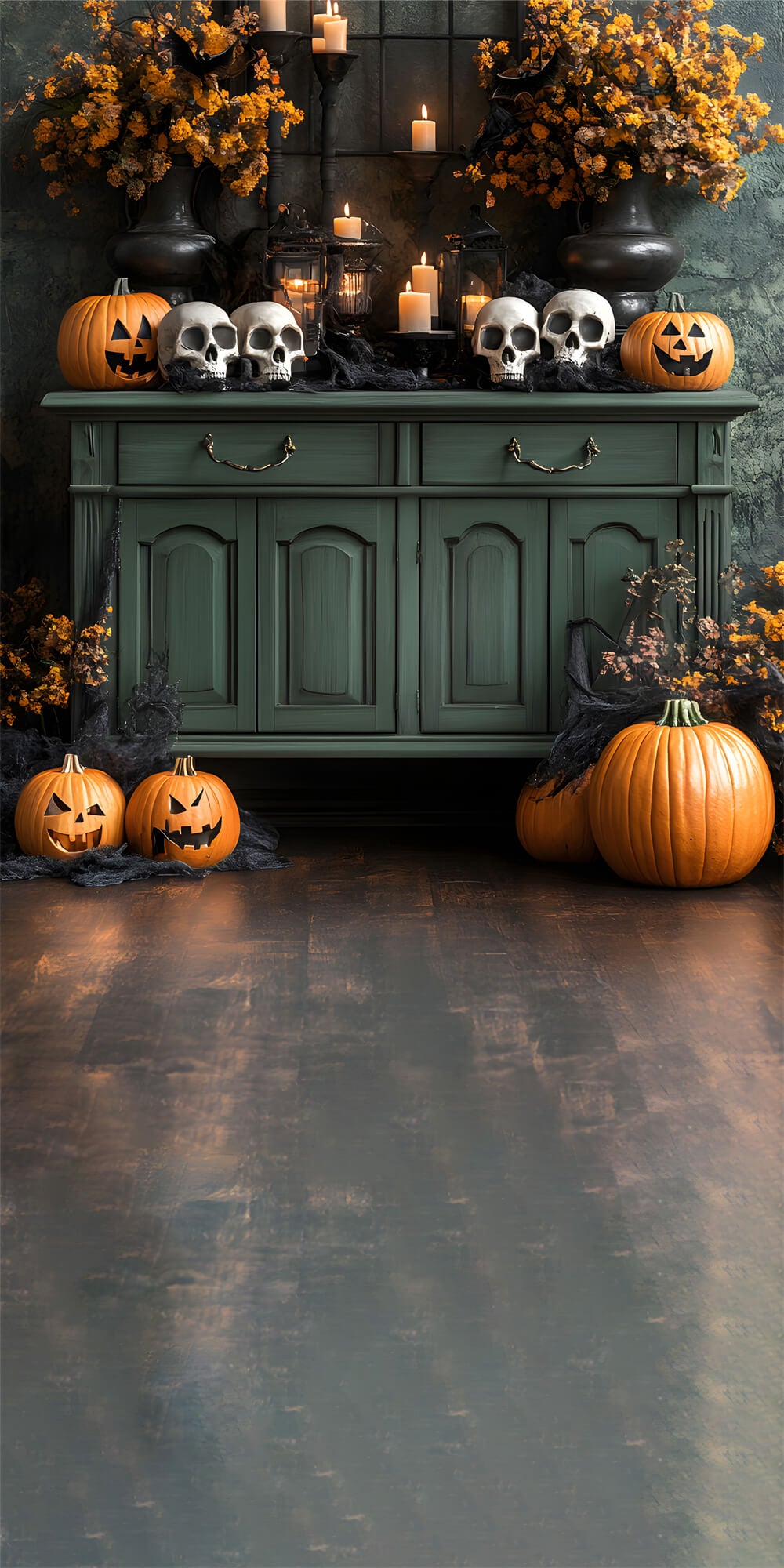 Halloween Sweep Horrible Skeleton Pumpkin Backdrop UK RR8-399