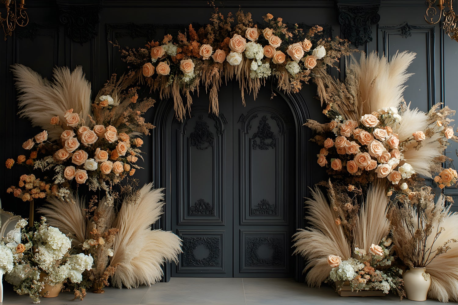 Bohemian Vintage Floral Arch Backdrop UK RR8-467