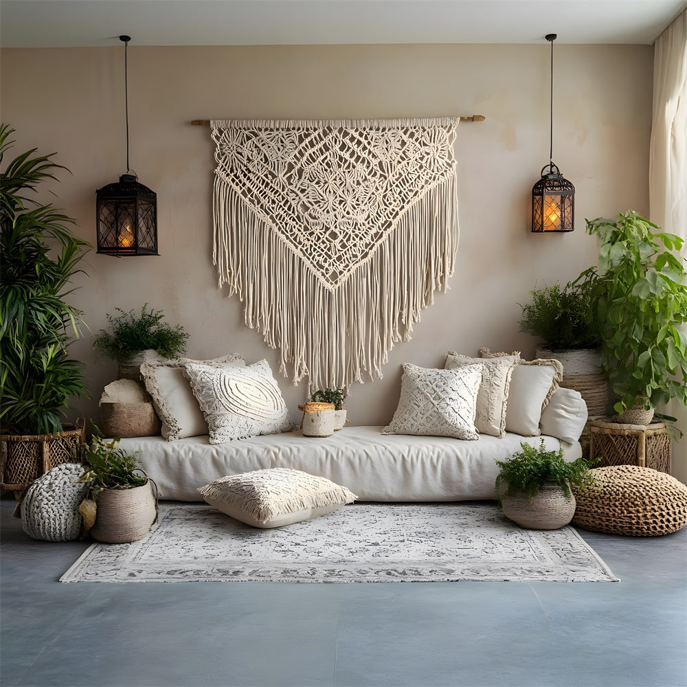 Boho Chic Macrame Lounge Backdrop UK RR8-475