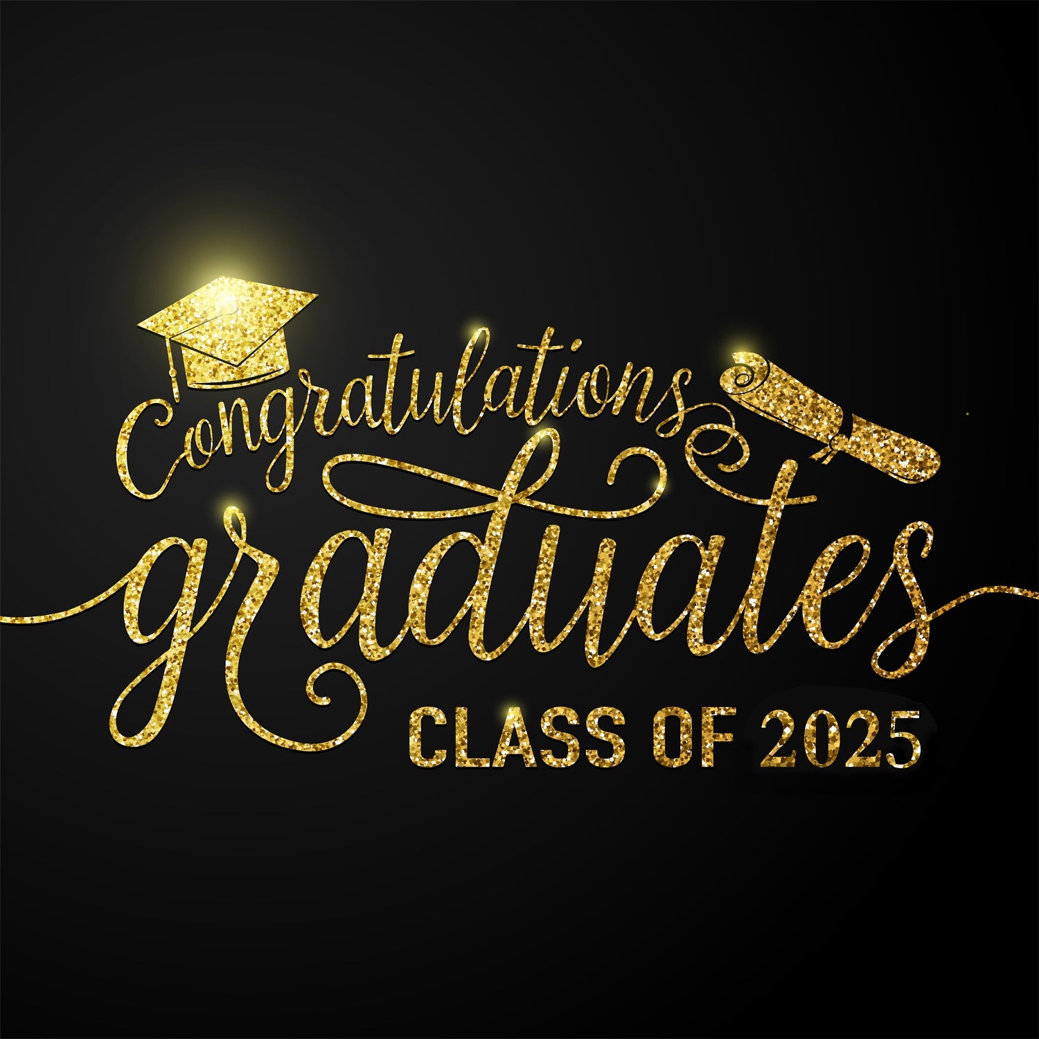 Graduation Congratulations Gold and Black Class Of 2025 Photo backdrop UK SH-253