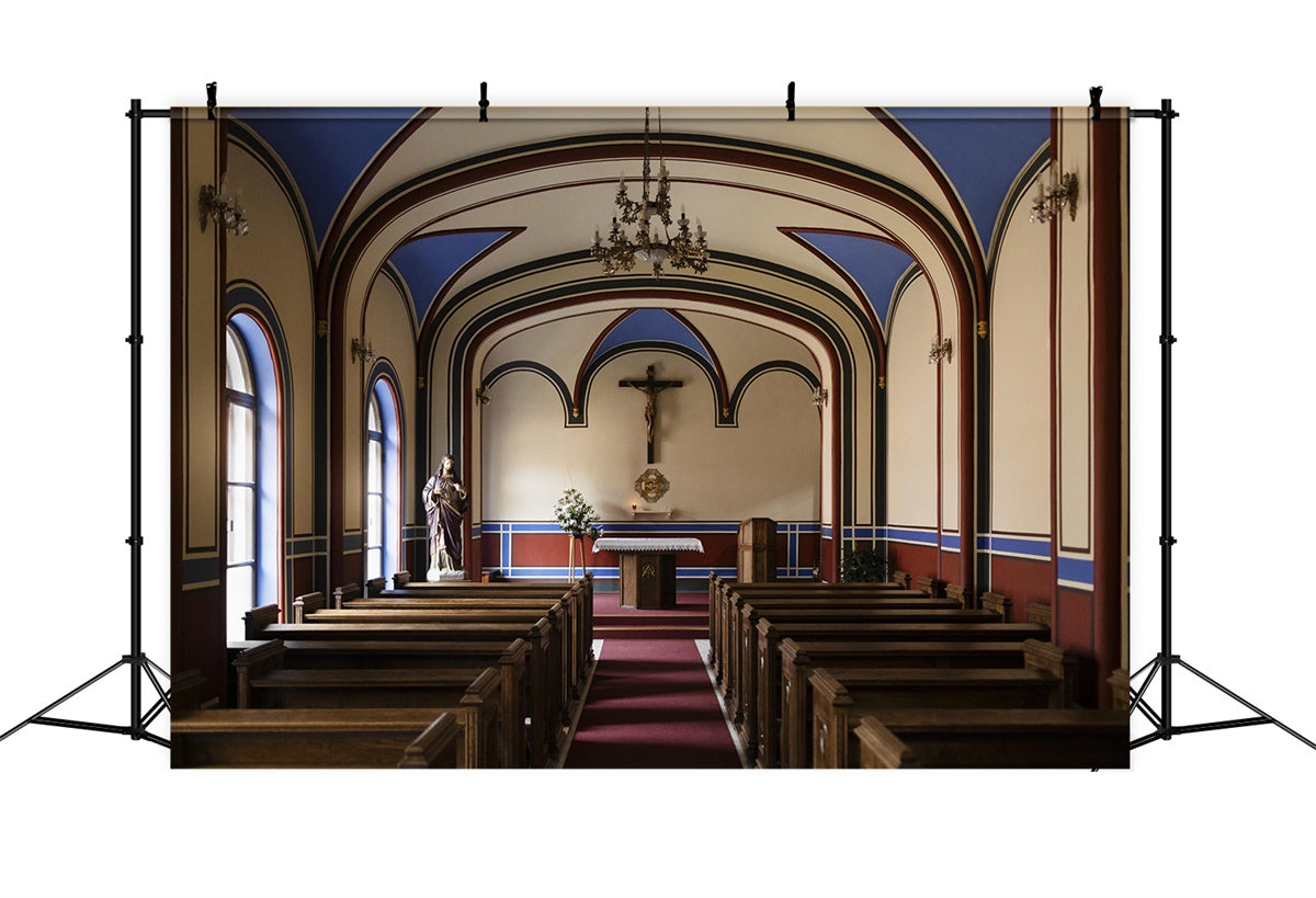 Easter Backdrops For Church Gothic Arch Church Interior Backdrop UK TWW3-10