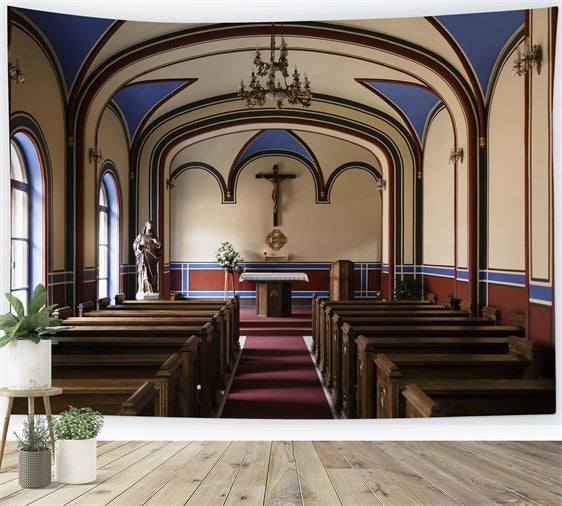 Easter Backdrops For Church Gothic Arch Church Interior Backdrop UK TWW3-10