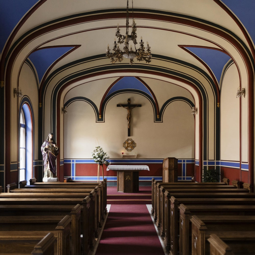 Easter Backdrops For Church Gothic Arch Church Interior Backdrop UK TWW3-10