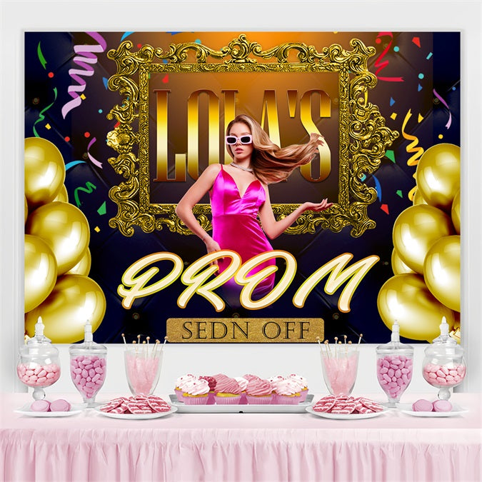 Prom Backdrop Golden Frame Balloon Customized Party Graduation Backdrop UK TWW3-103