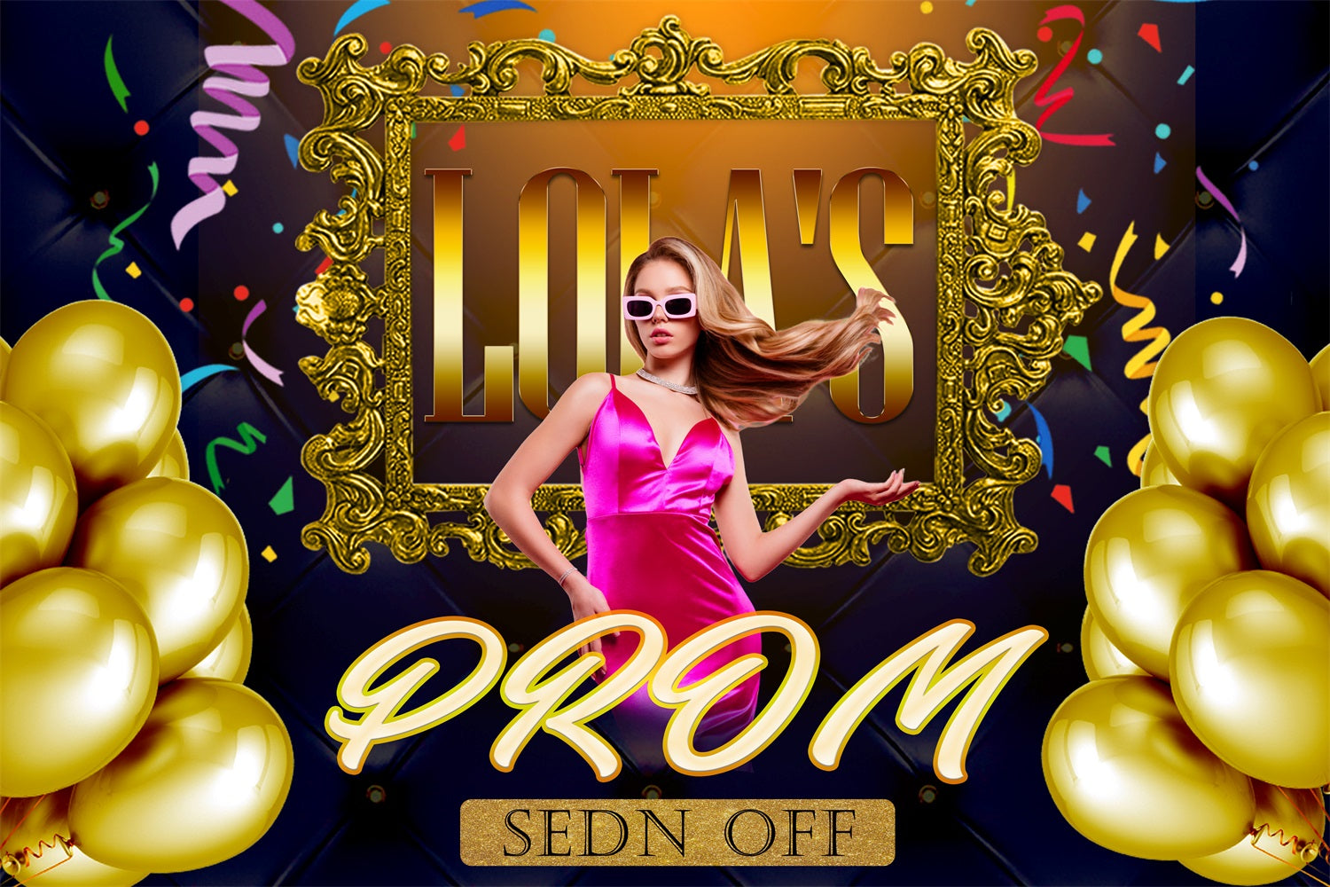 Prom Backdrop Golden Frame Balloon Customized Party Graduation Backdrop UK TWW3-103