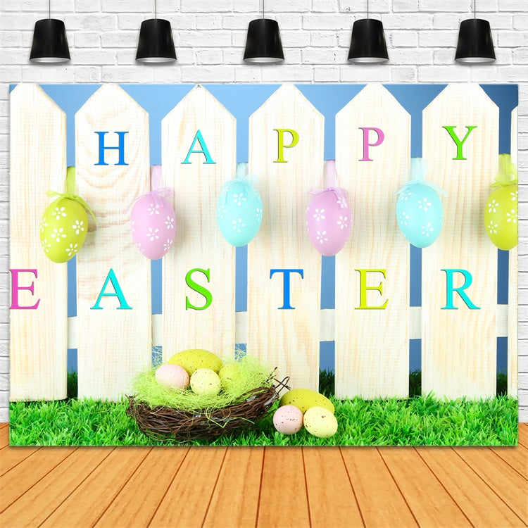 Easter Photo Backdrop Hanging Egg Festive Fence Backdrop UK TWW3-18