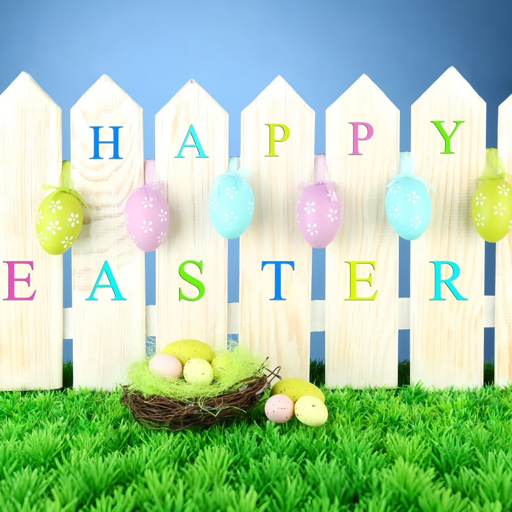 Easter Photo Backdrop Hanging Egg Festive Fence Backdrop UK TWW3-18