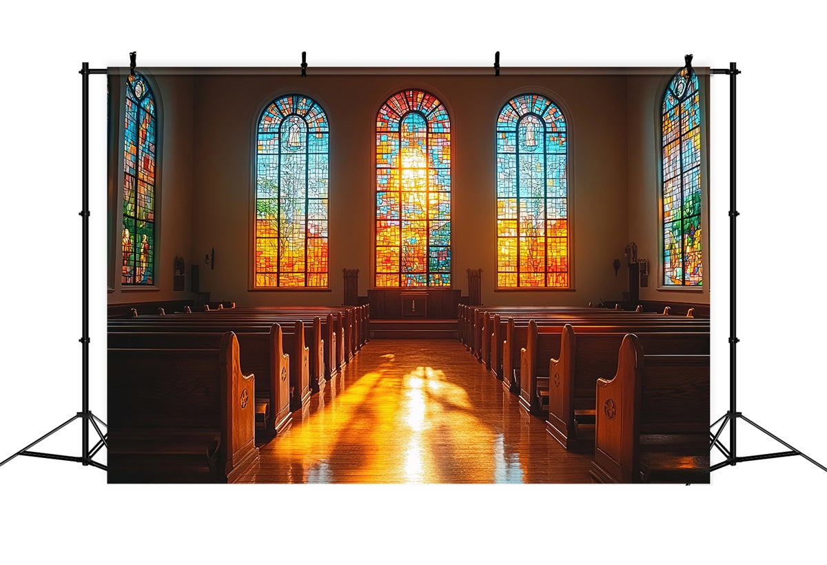 Easter Backdrops For Church Stained Glass Morning Church Backdrop UK TWW3-2