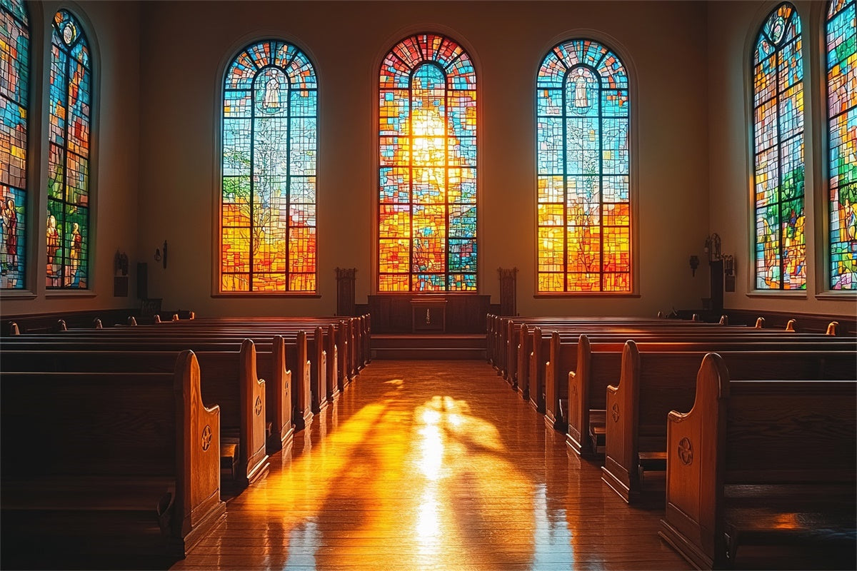 Easter Backdrops For Church Stained Glass Morning Church Backdrop UK TWW3-2