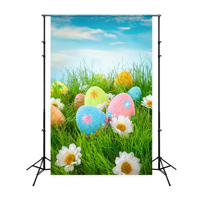 Easter Backdrops Photography Blue Sky Egg Blossoms Backdrop UK TWW3-20