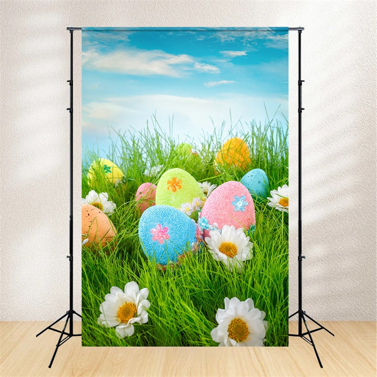 Easter Backdrops Photography Blue Sky Egg Blossoms Backdrop UK TWW3-20