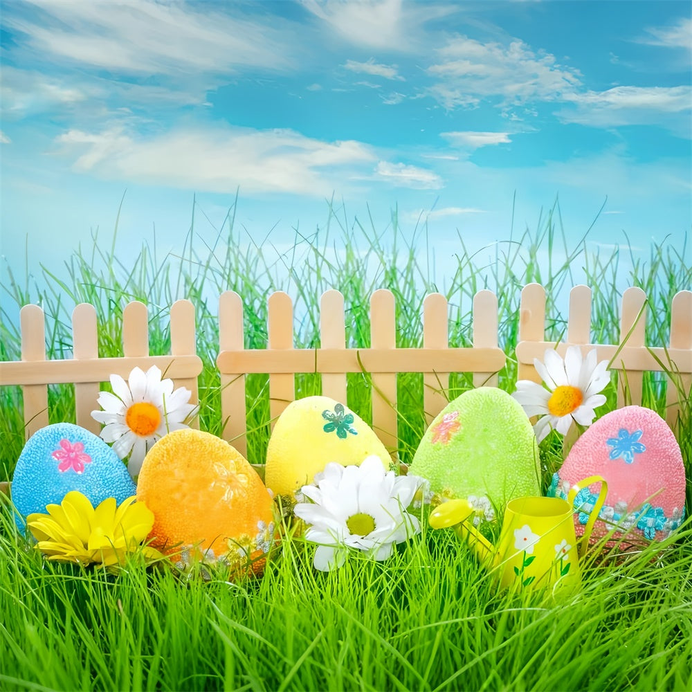 Easter Picture Backdrops Wooden Fence Pastel Egg Backdrop UK TWW3-21