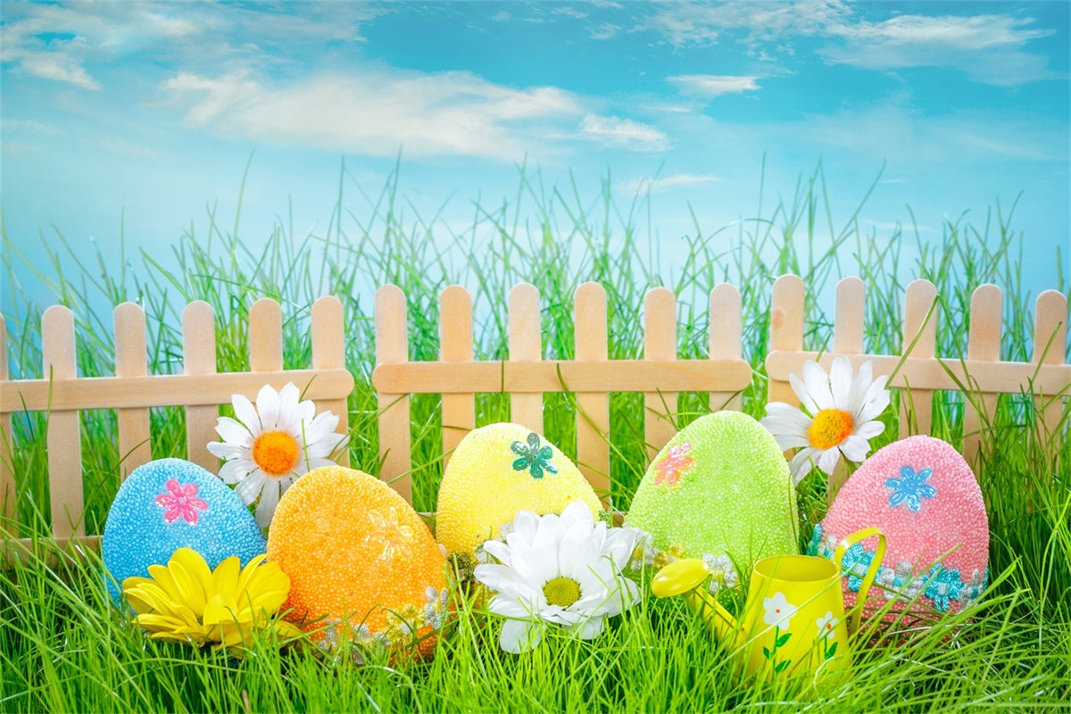 Easter Picture Backdrops Wooden Fence Pastel Egg Backdrop UK TWW3-21