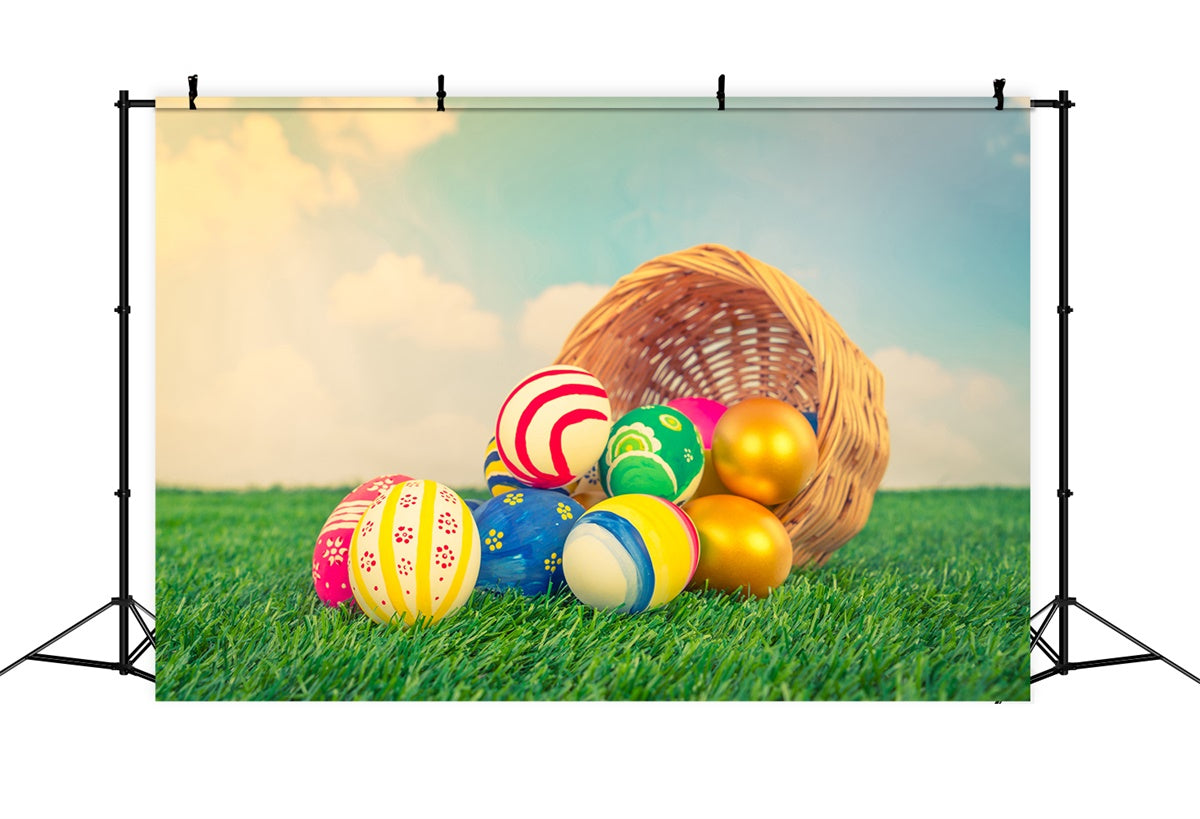 Easter Photo Backdrop Ideas Rustic Basket Egg Hunt Backdrop UK TWW3-22