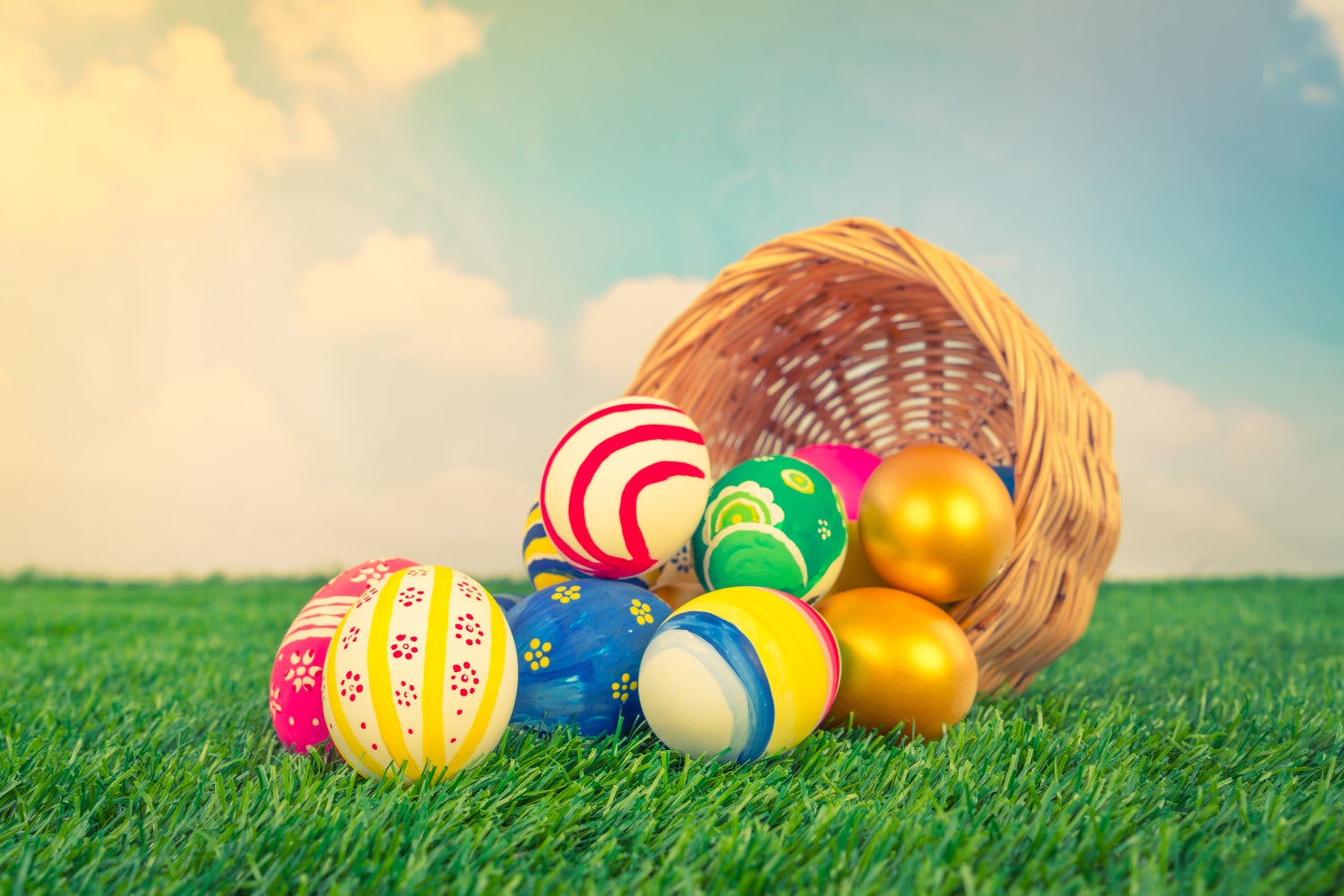 Easter Photo Backdrop Ideas Rustic Basket Egg Hunt Backdrop UK TWW3-22