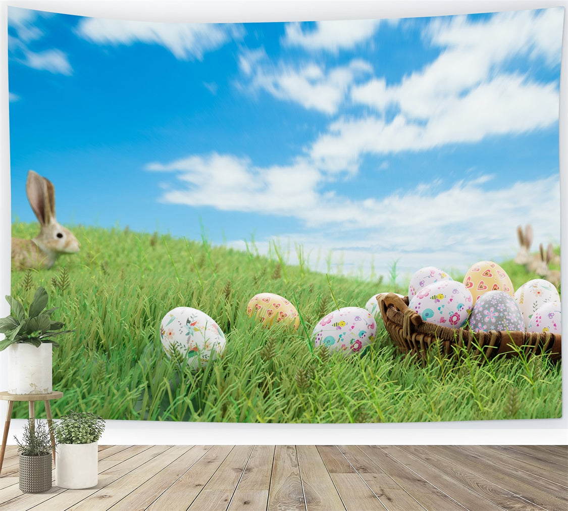 Easter Picture Ideas Cheerful Meadow Egg Field Backdrop UK TWW3-23