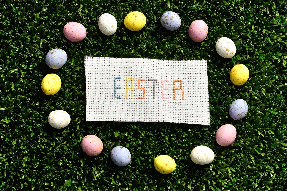 Easter Backdrop Photography Vintage Cross Stitch Egg Backdrop UK TWW3-24