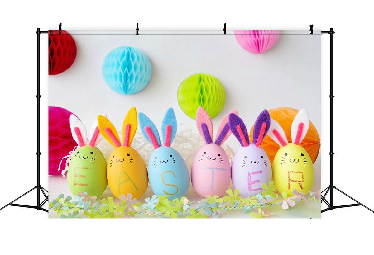 Easter Photo Backdrop Pastel Bunny Egg Celebration Backdrop UK TWW3-25