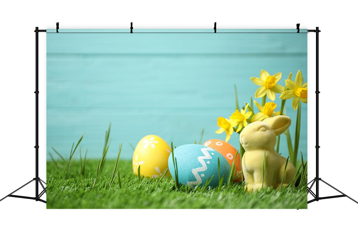 Easter Egg Backdrop Bunny Daffodil Field Backdrop UK TWW3-27