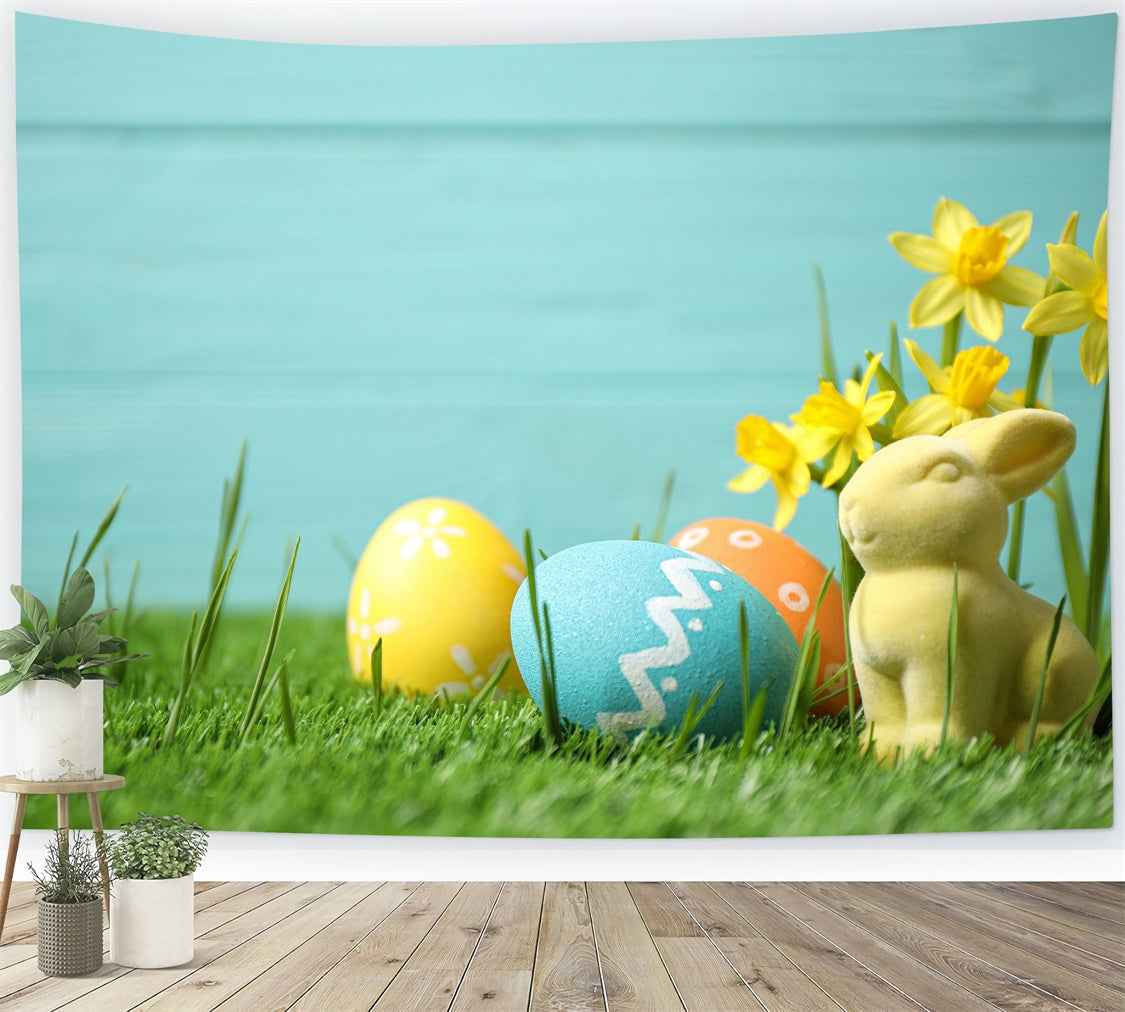 Easter Egg Backdrop Bunny Daffodil Field Backdrop UK TWW3-27