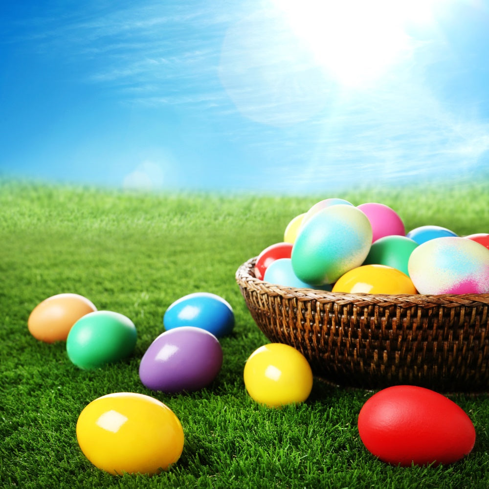 Easter Photo Backdrop Ideas Colorful Egg Basket Meadow Backdrop UK TWW3-29