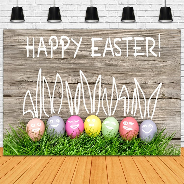 Easter Picture Ideas Hand-drawn Bunny Ears Eggs Backdrop UK TWW3-30