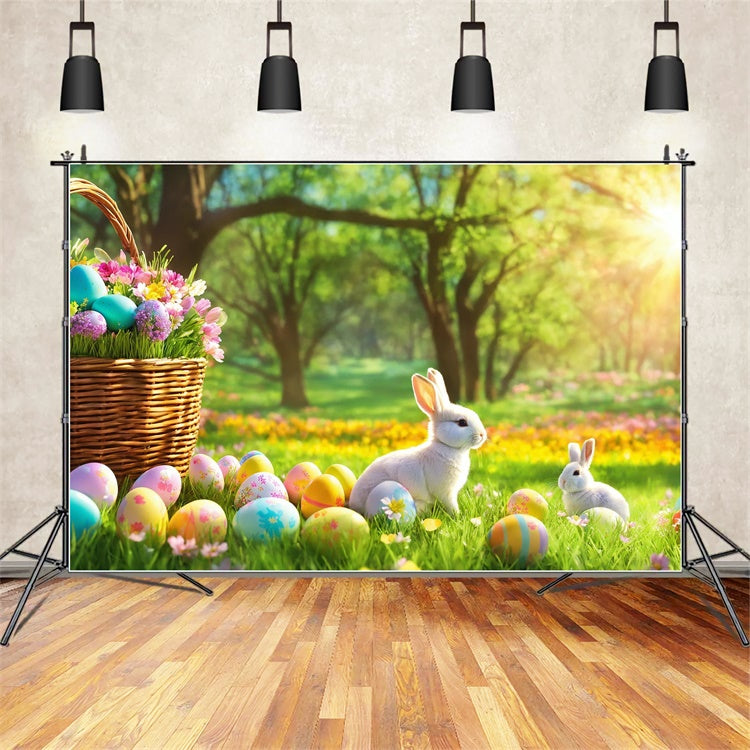 Easter Picture Backdrops Sunlit Forest Bunny Egg Backdrop UK TWW3-36