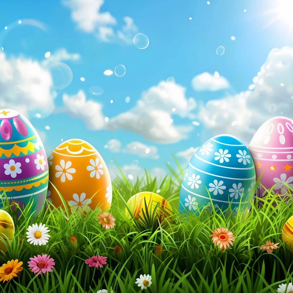 Easter Photo Backdrop Ideas Bright Sky Egg Meadow Backdrop UK TWW3-37