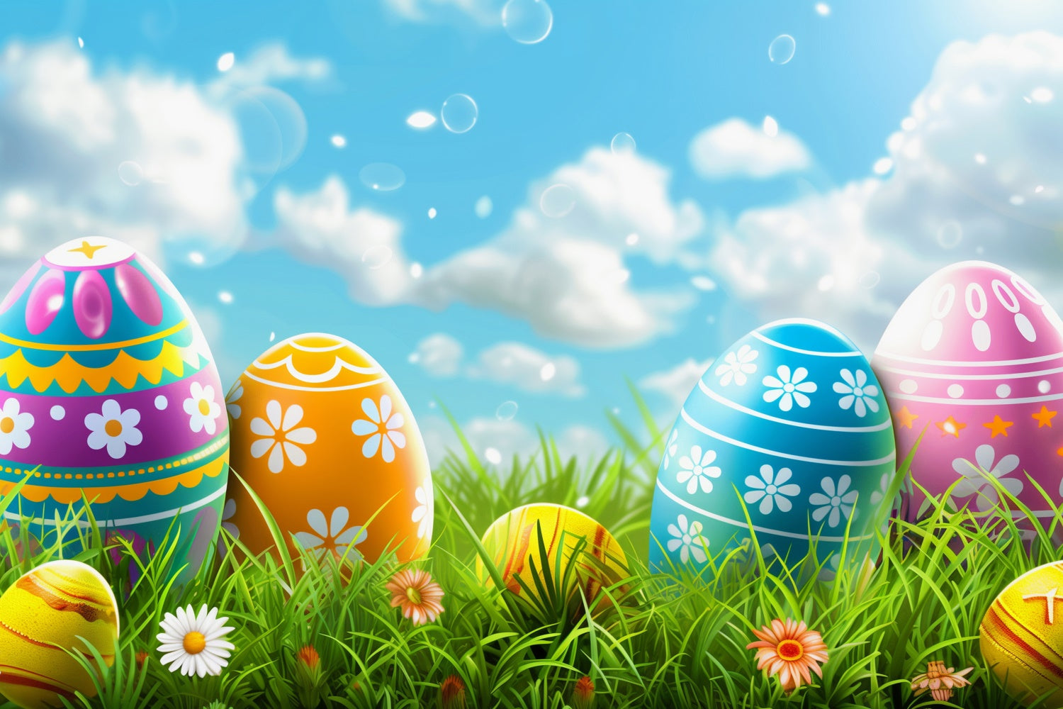 Easter Photo Backdrop Ideas Bright Sky Egg Meadow Backdrop UK TWW3-37