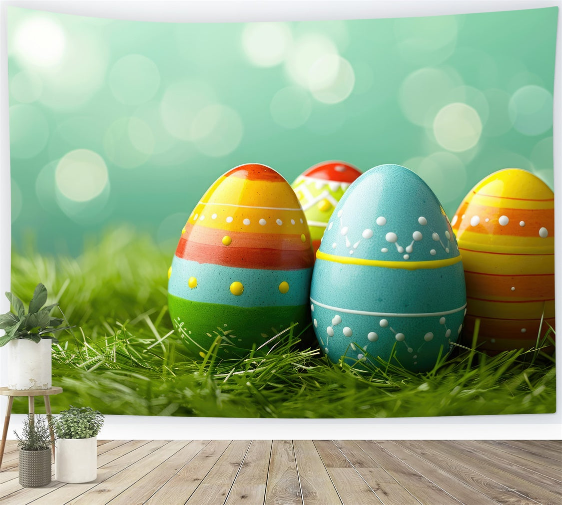 Easter Backdrops For Photos Festive Colorful Egg Backdrop UK TWW3-39