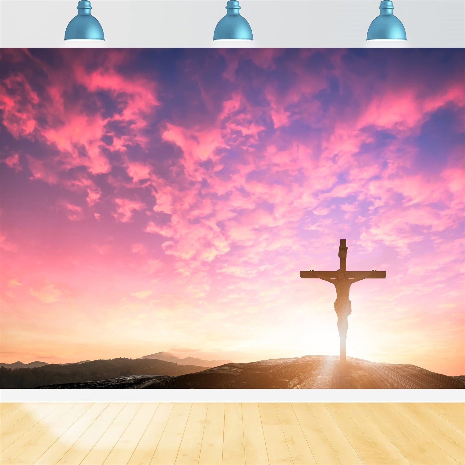 Easter Picture Ideas Sunrise Resurrection Cross Backdrop UK TWW3-4