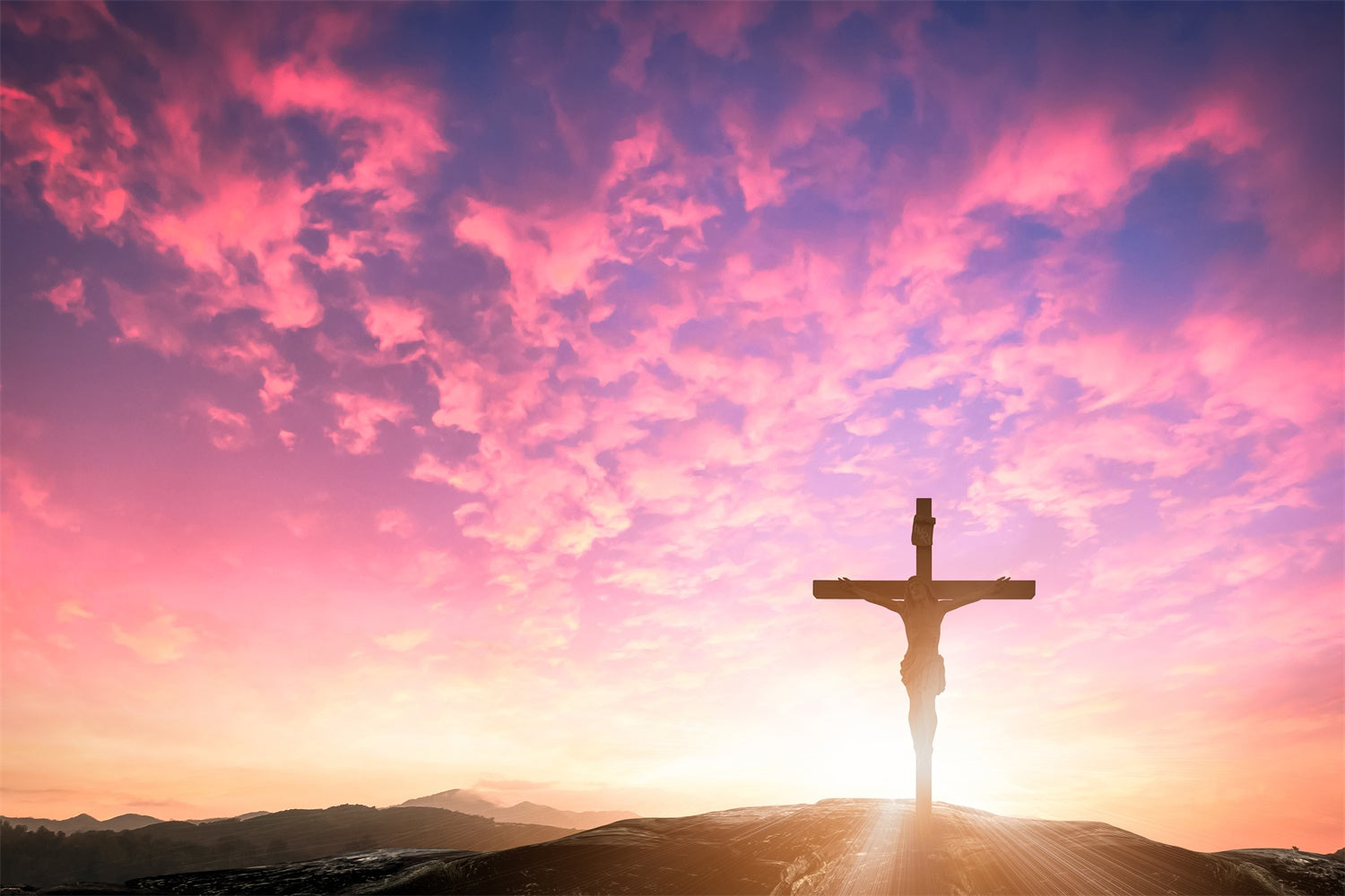 Easter Picture Ideas Sunrise Resurrection Cross Backdrop UK TWW3-4