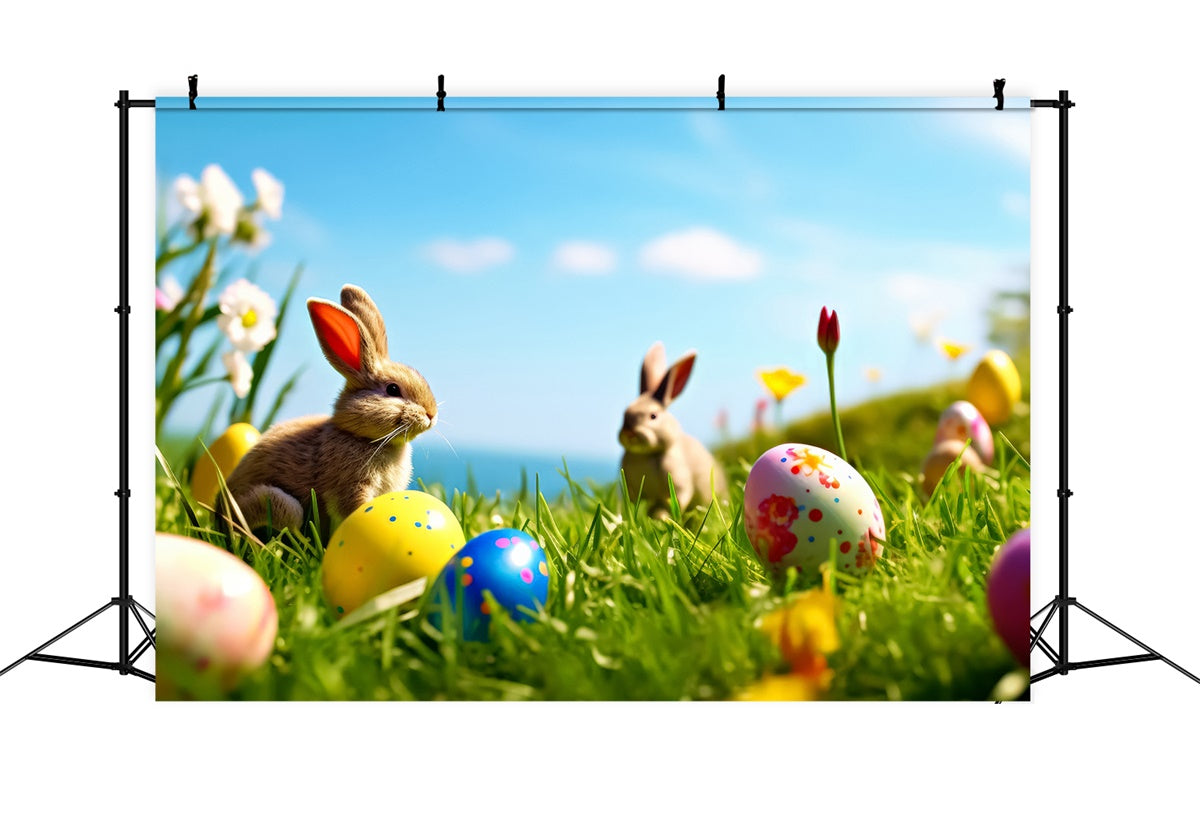 Photography Easter Backdrop Blooming Meadow Bunny Backdrop UK TWW3-41