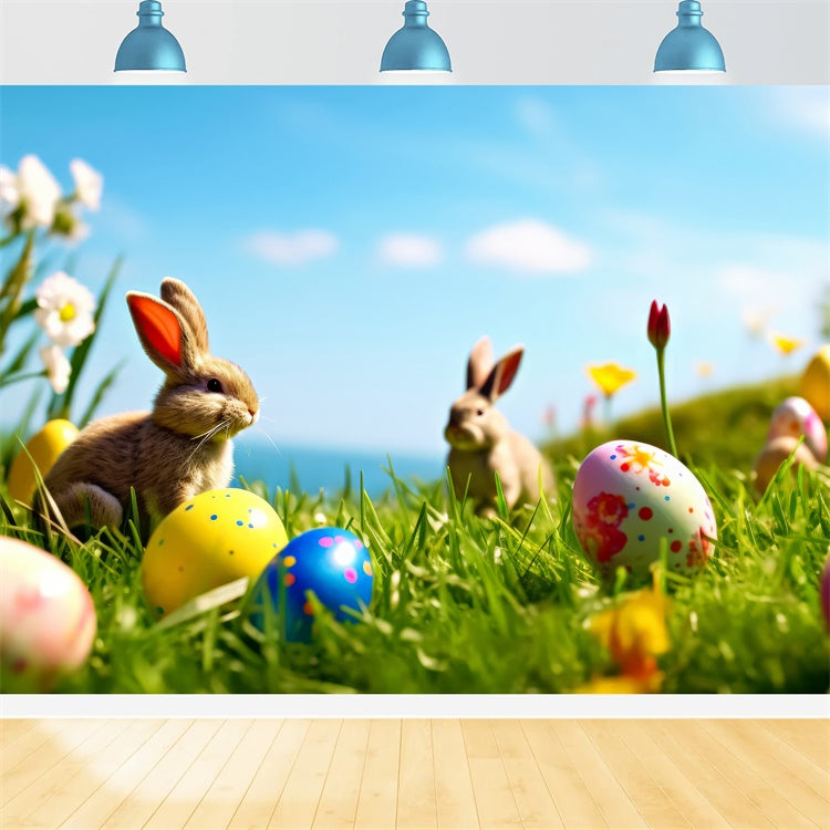 Photography Easter Backdrop Blooming Meadow Bunny Backdrop UK TWW3-41