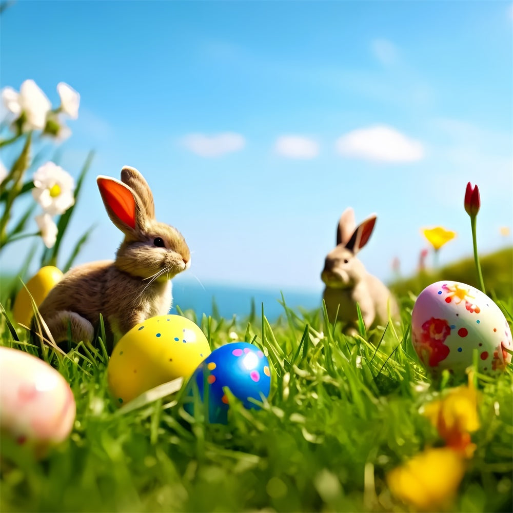 Photography Easter Backdrop Blooming Meadow Bunny Backdrop UK TWW3-41
