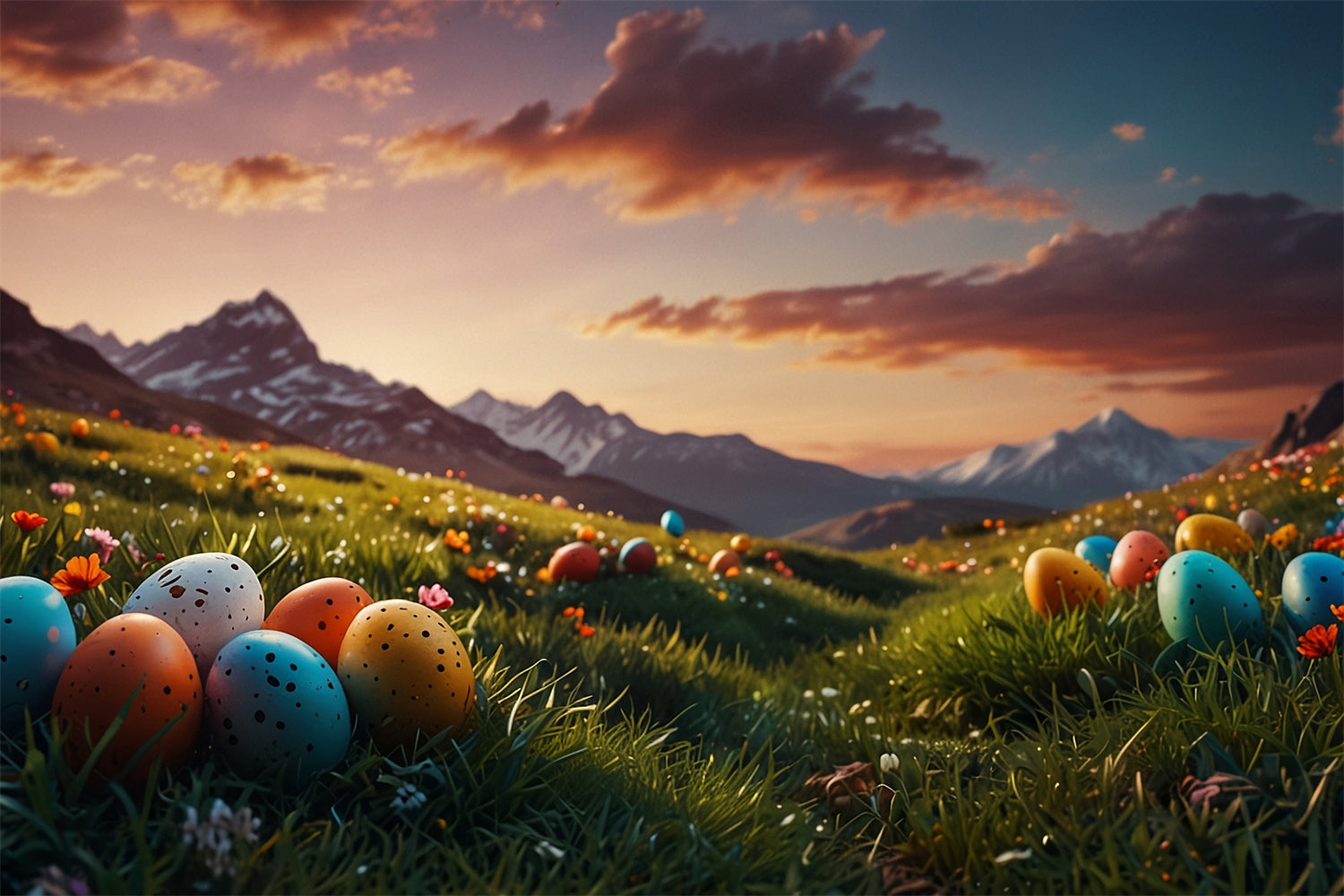 Easter Backdrops For Photos Majestic Mountain Egg Backdrop UK TWW3-43