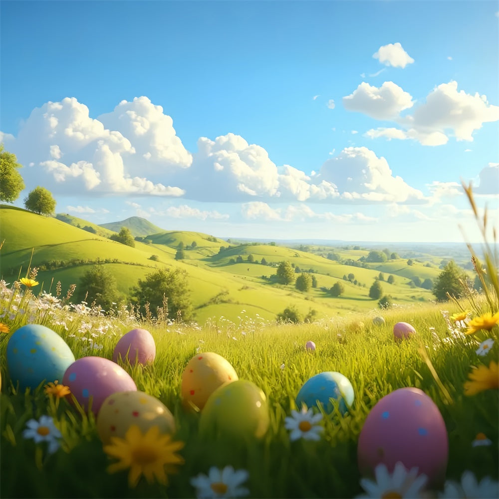 Easter Picture Backdrops Rolling Hills Egg Meadow Backdrop UK TWW3-45