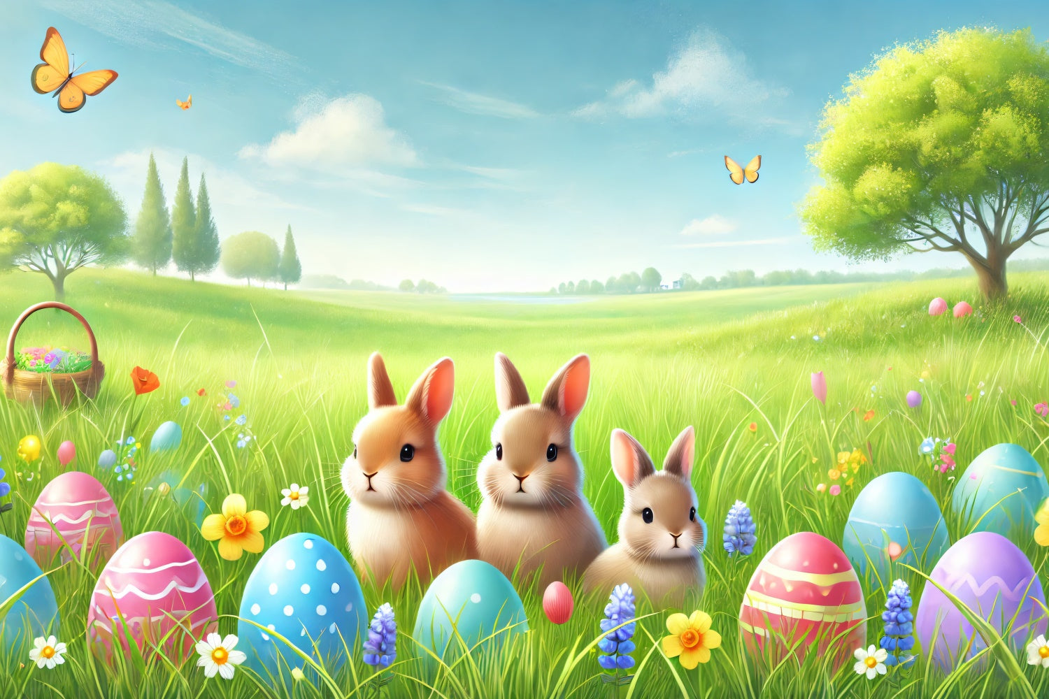 Photography Easter Backdrop Delightful Bunny Meadow Backdrop UK TWW3-47
